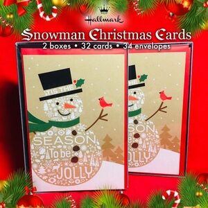 Hallmark Festive Snowman Holiday Cards - Red and Green